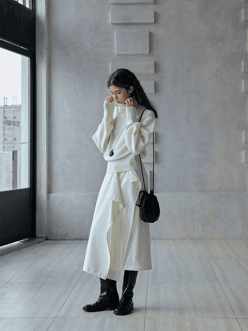 Montana 랩 배색 롱 스커트