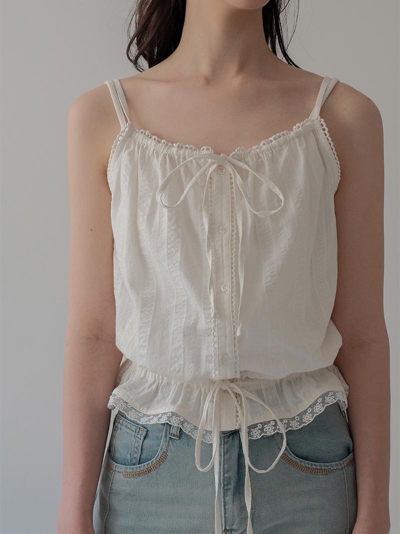 [반티아230] 레이스 슬리브리스 스트링 블라우스