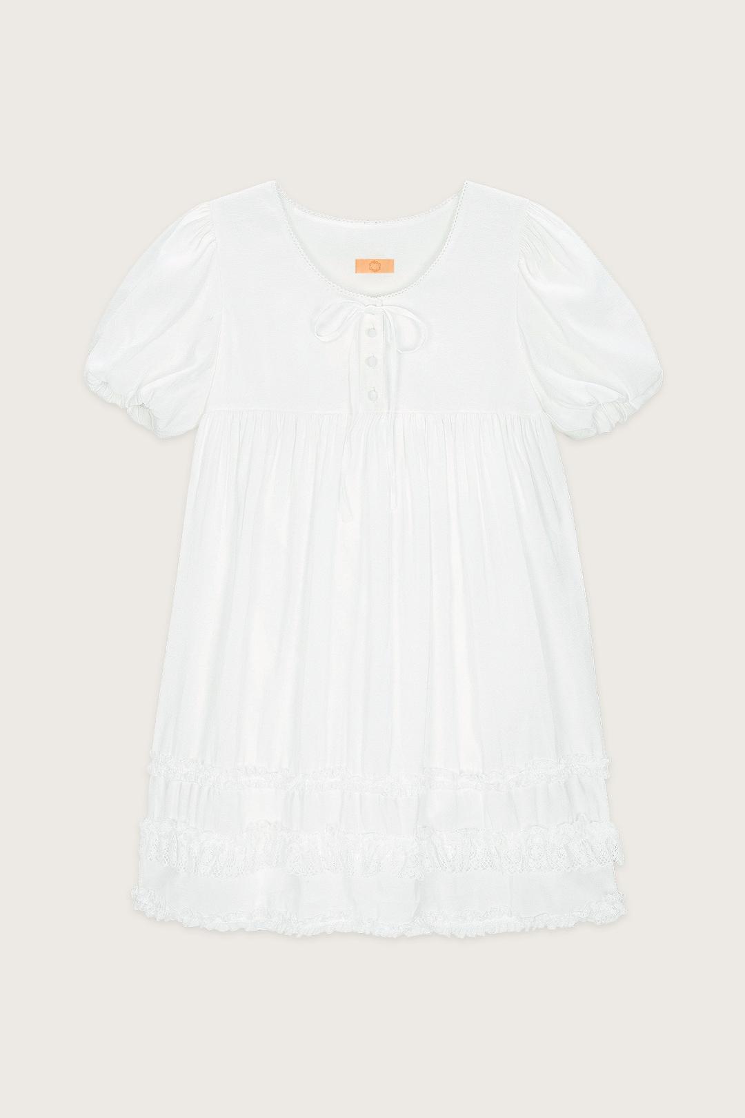 LACE PUFF DRESS (WHITE)