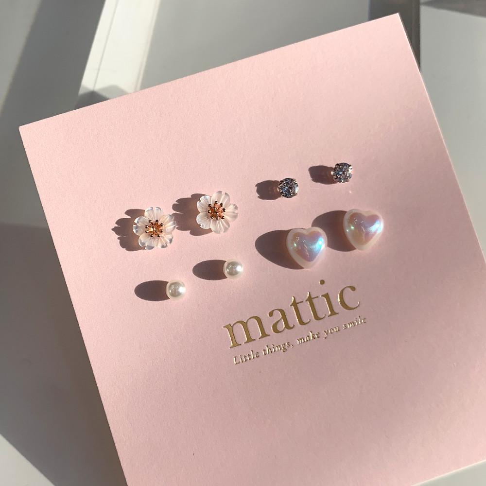 마티크 블라썸 자개 플라워 하트 실버925 귀걸이 세트 선물 : 마티크