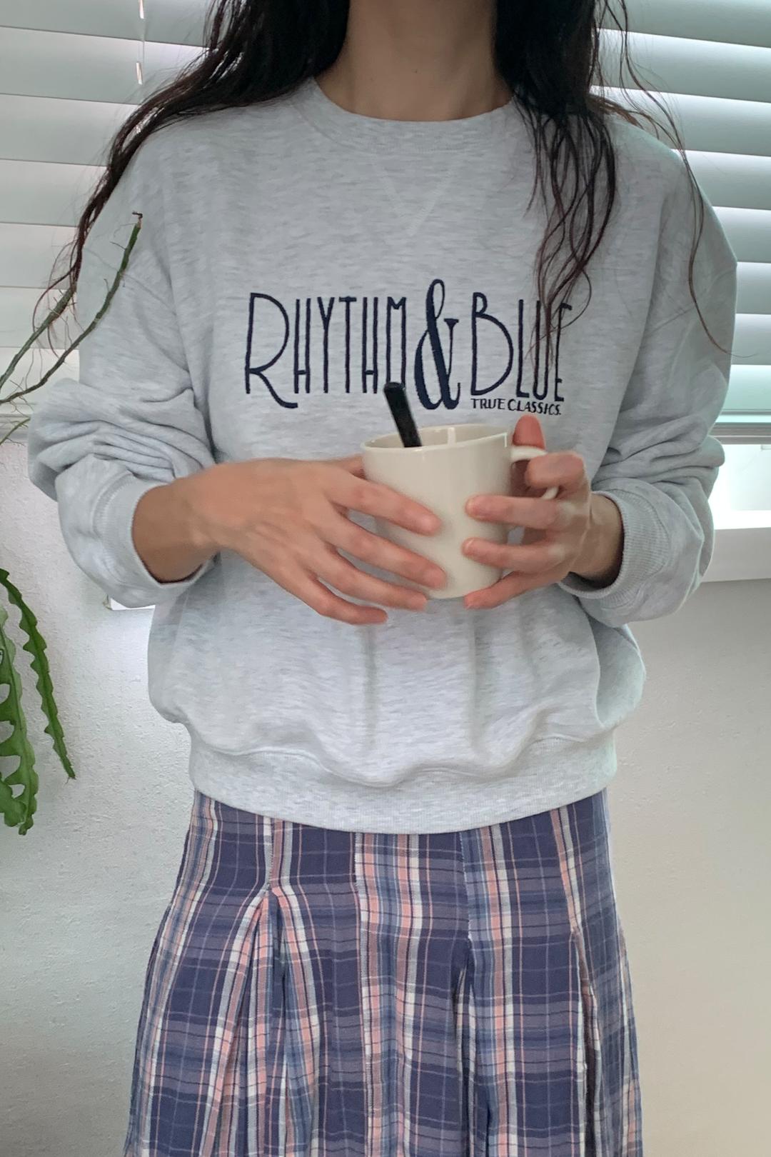 [ R&B ] Classic Embroidery Sweatshirt (Melange Grey)