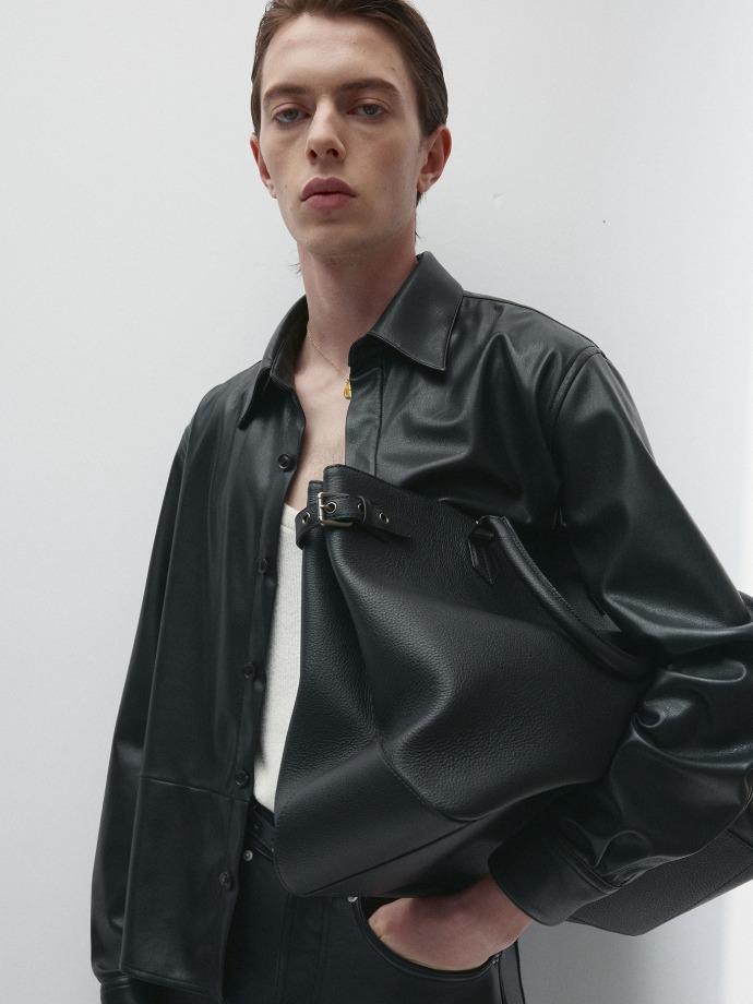 FULL GRAIN LEATHER TOTE 01_BLACK