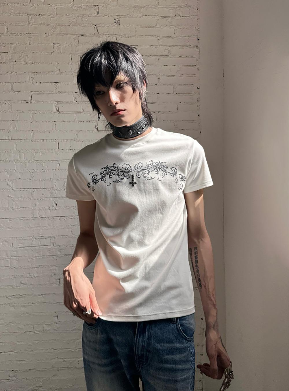 Gothic Print Studded Tee