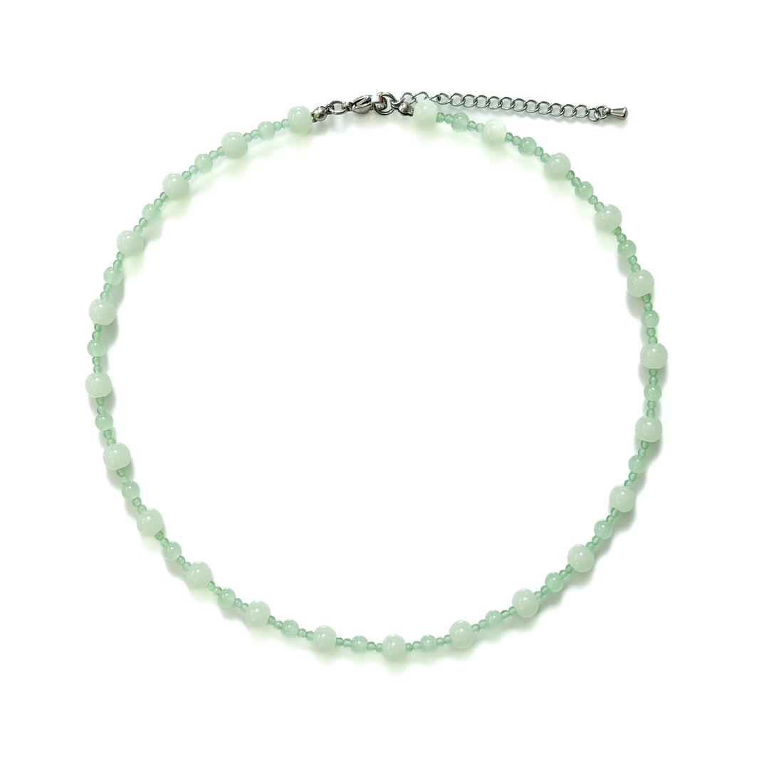 덴시티즈 GREEN GRAPENECKLACE  그린 그레이프 원석 비즈 목걸이 MD