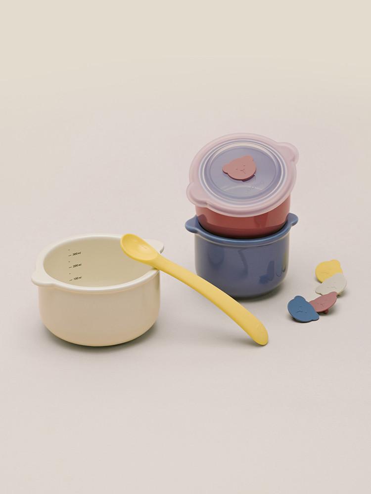 폴레드 키드키친 도자기 이유식용기 250ml 3개 세트 밀폐 보관 유아식기 초기 준비물