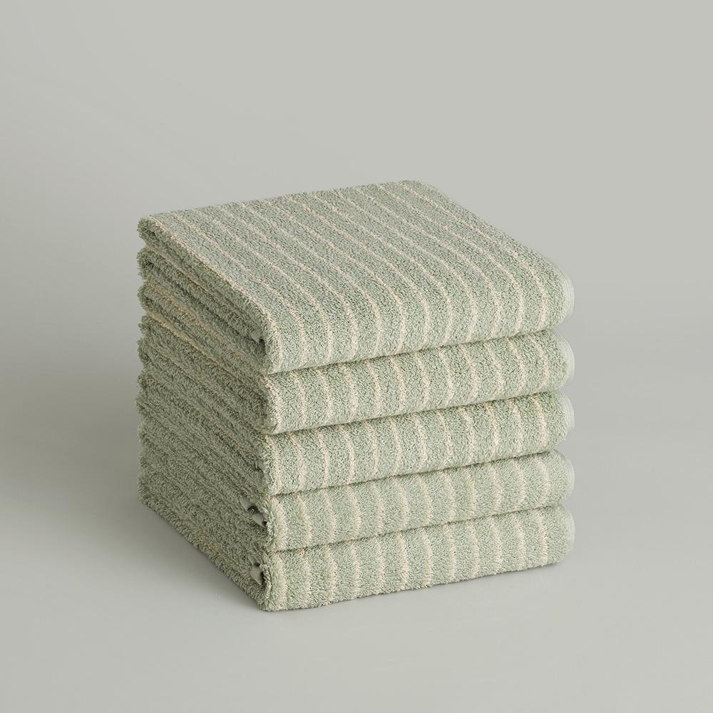 페이스 타월 - 민트 스트라이프 (시그니처 고밀도, 고중량 세안 타월) 5P