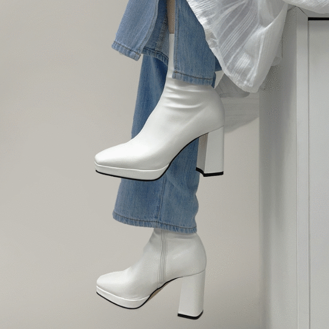 [당일출고/자체제작] 데일리 시크 스퀘어코 가보시 가죽 앵클 부츠 S-1040 (9cm)