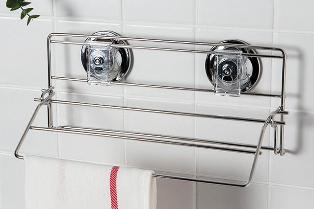 무타공 스텐 행주걸이 욕실 주방 정리 선반 흡착판 후크