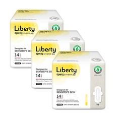 리버티 순면커버 오가네이처 슬림 생리대 중형, 중형, 14개입, 3개