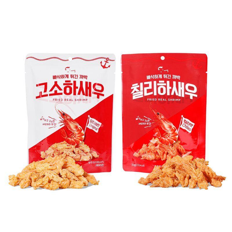 까칠한박여사의 새우 스낵 2종(고소하새우/칠리하새우) 3봉/6봉/10봉