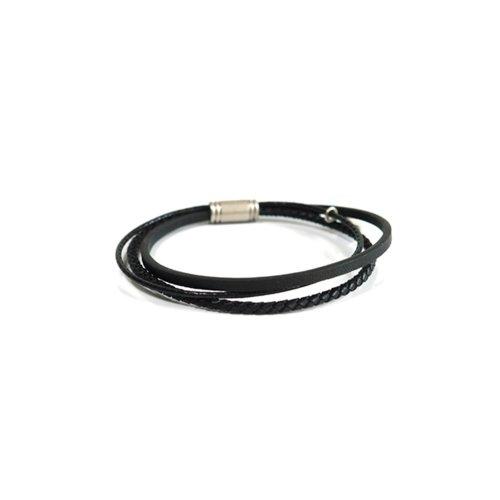 SLIM LAYERED  MEN BRACELET (BLACK)