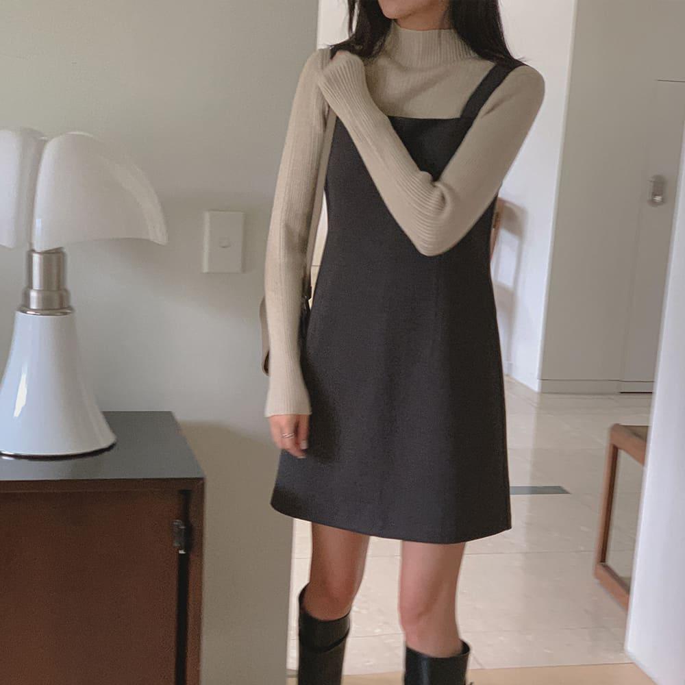 데어 울 뷔스티에 원피스 (가을 스퀘어넥 미니 원피스 하객룩)