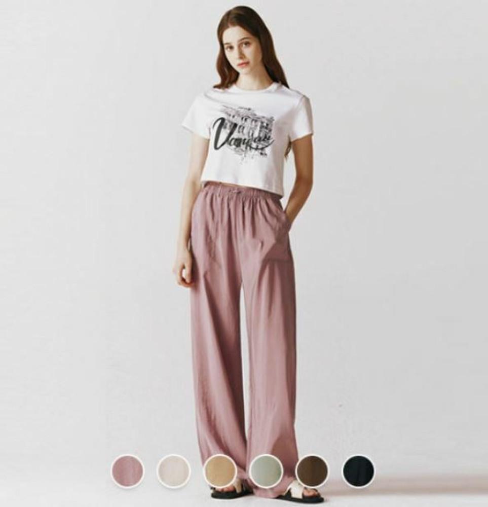 [현대백화점][지오다노]414540 여성 여름 레이온 와이드핏 풀밴딩 스트링 팬츠 414540