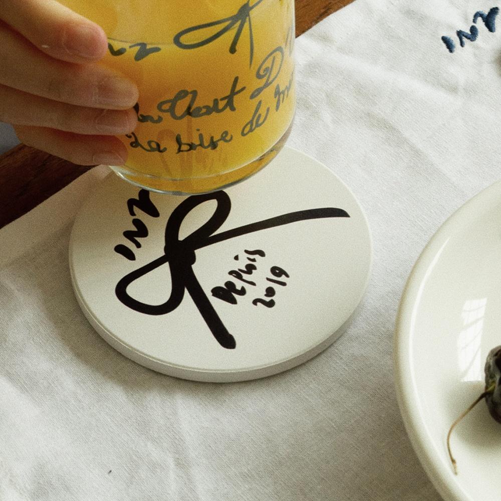 세라믹 원형 티 코스터 (ribbon)