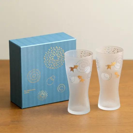 유키 글라스 금붕어와 불꽃놀이 2P 세트