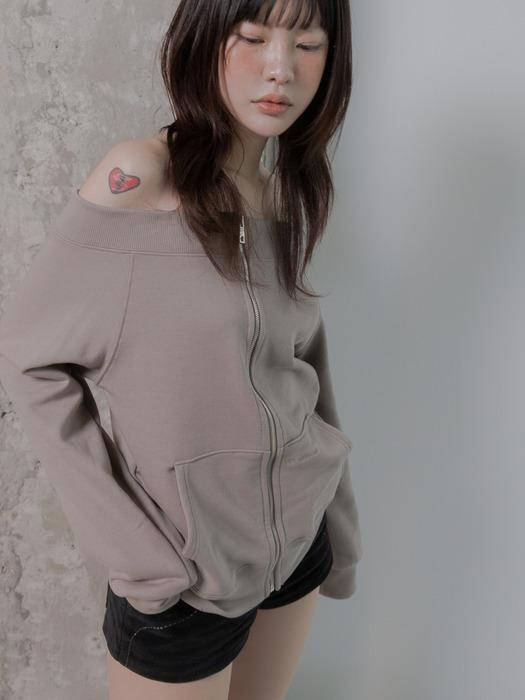 off shoulder zip up_beige_24ss