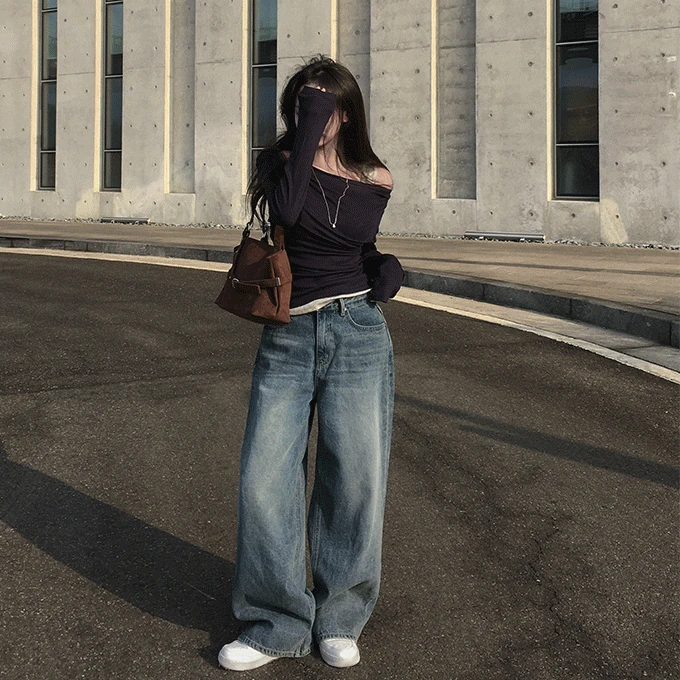 [자체제작][숏/롱] 카브 로우라이즈 와이드 롱 팬츠 -3 color