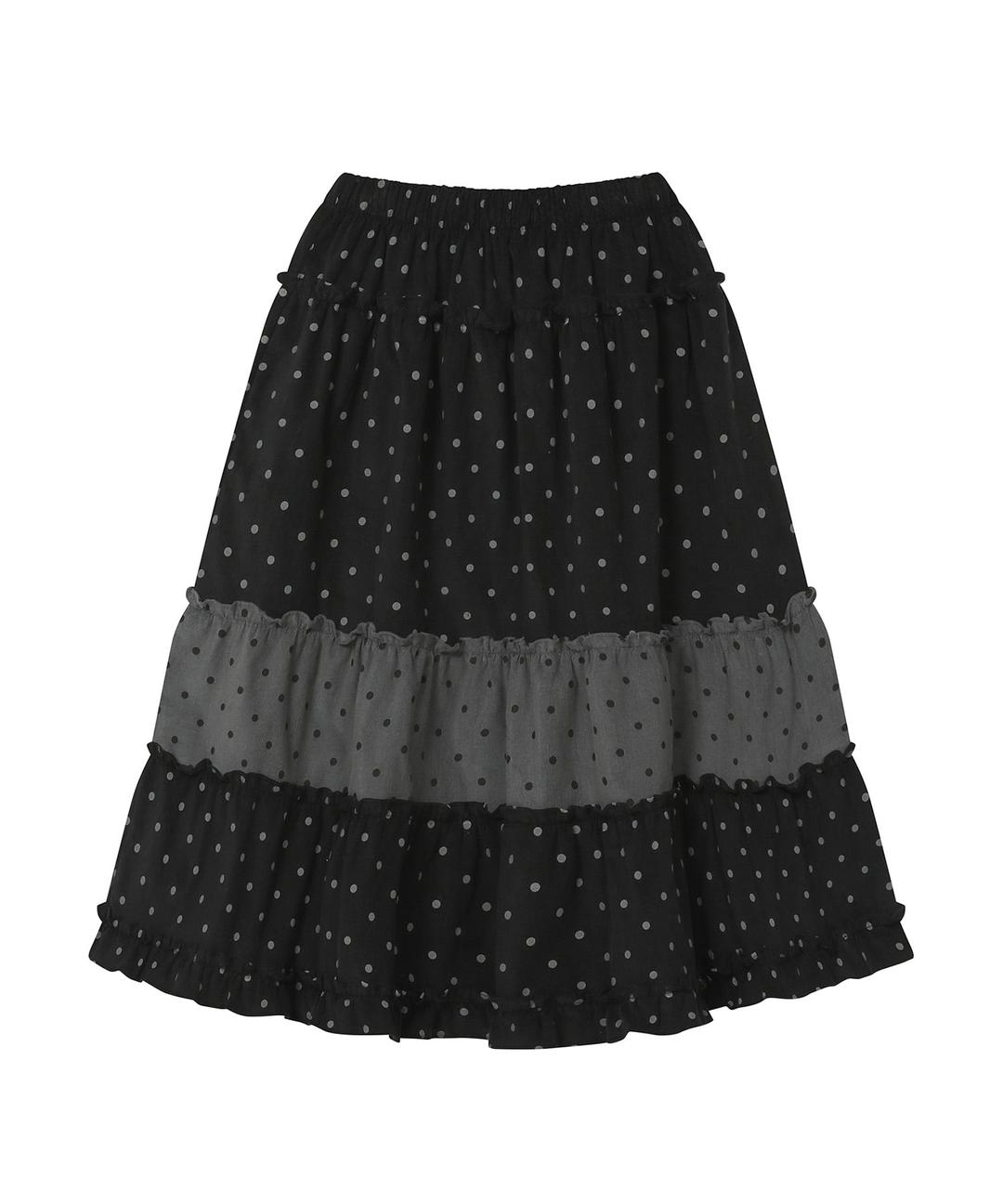 빈티지 프릴 스커트 [도트 블랙]