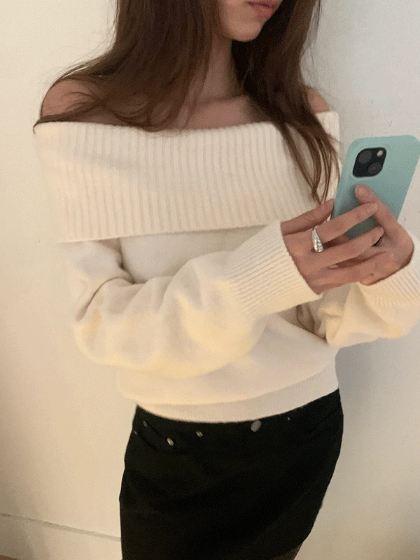 [청순/연말🌹] 윈즐렛 소프트 여리핏 오프숄더 니트