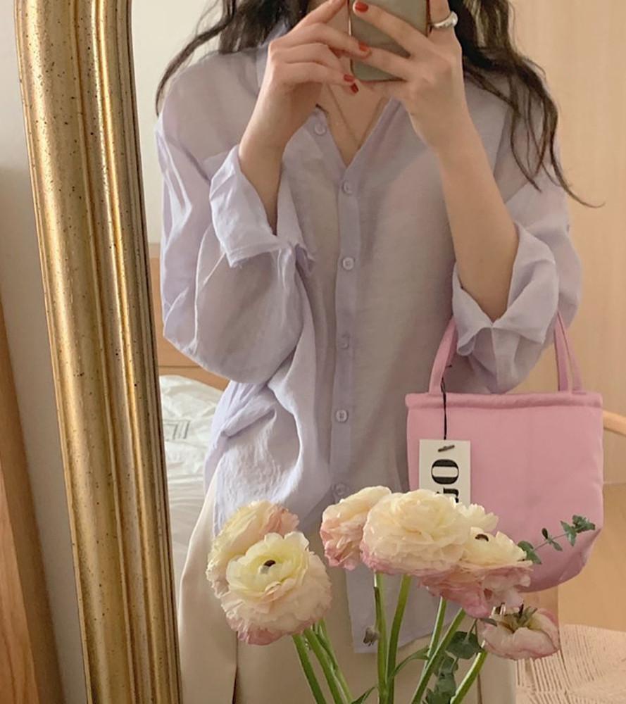 로웰 봄 파스텔 루즈핏 카라 셔츠(20color)