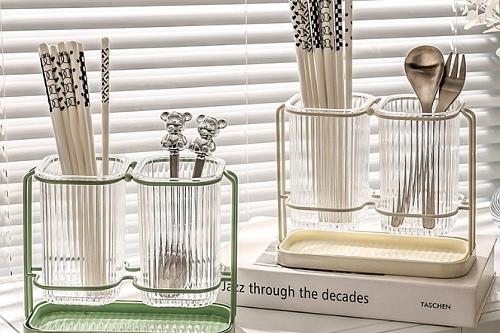 물빠짐 수저통 조리도구 수저정리함 수저꽂이 사각 2구