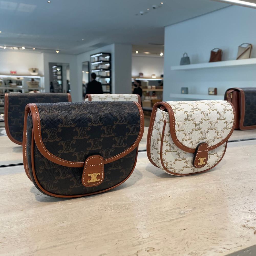 [관부과세 배송비포함] 셀린느 캔버스 미니 베사체백 탄/화이트 196702BZJ.04LU