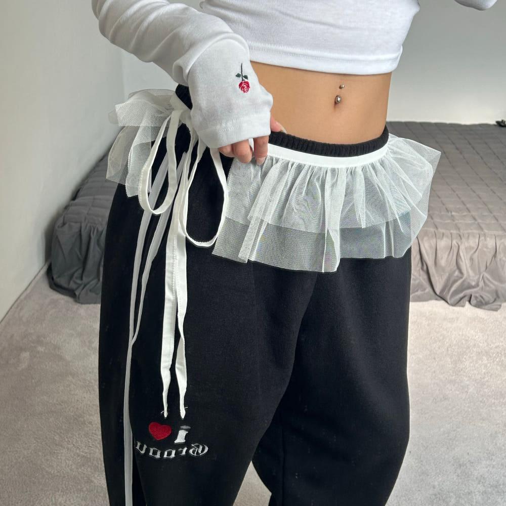 시스루 캉캉 레이어드 랩스커트 2color 힙커버 레이어드룩 시스루치마 스트릿 방송댄스