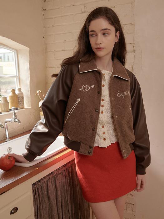 BUNNY STITCH BOMBER JACKET_BROWN (EEOR4JPR01W)