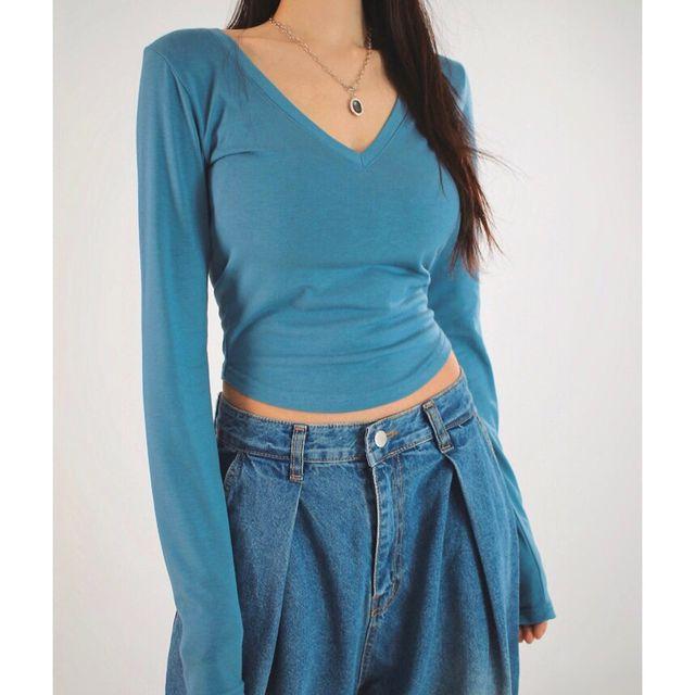 [당일출고] 스판 쫀쫀 투웨이 크롭 브이넥티 (3color)