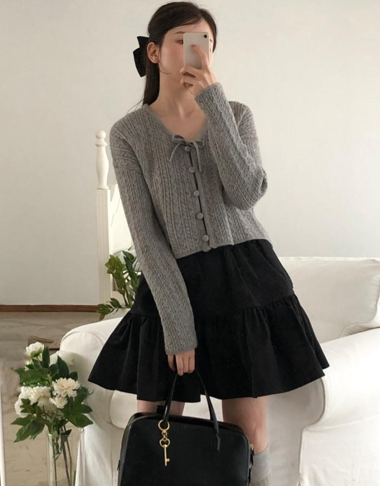 (회 당일) 꽈배기 리본가디건 (2col)