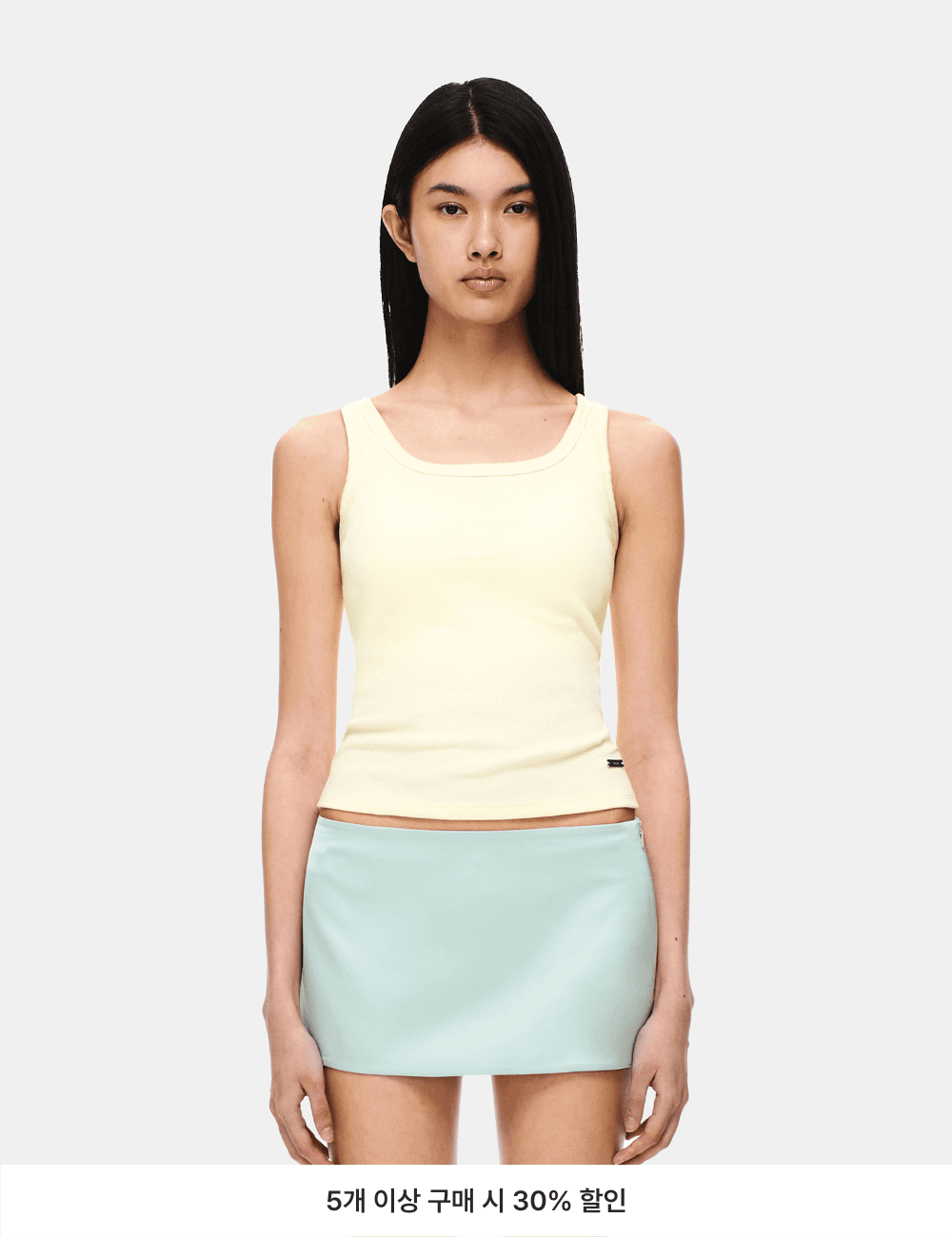 코튼 립 U넥 브라탑