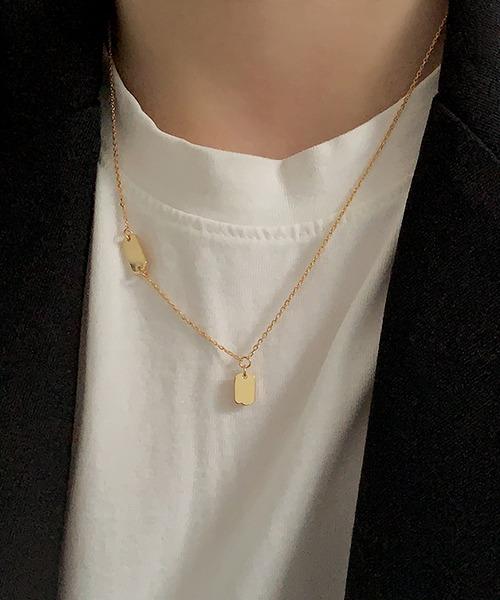 (silver925) 레이어드 사각 네임택 목걸이 *2color