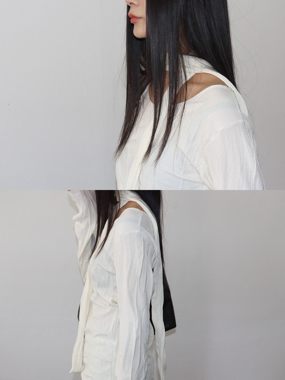 PLEASE WRINKLE SCARF TOP (2COLOR)