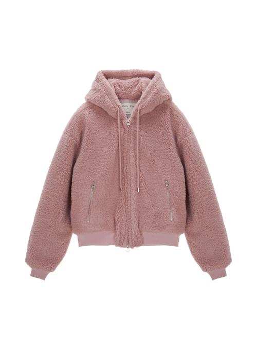 LOGO POINT FLEECE HOODY JUMPER FOR WOMEN IN PINK