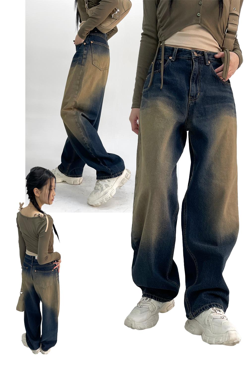 dirty balloon denim pants