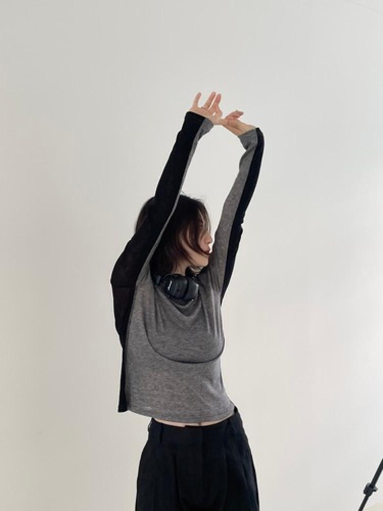 Reverse two tone T 반전 투톤 티셔츠 배색 차콜 블랙 화이트 스카이블루 슬림핏 티