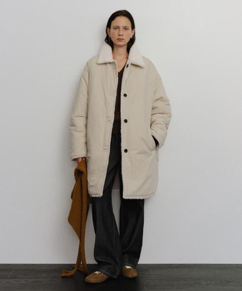 Reversible shearing padded coat_Light beige
