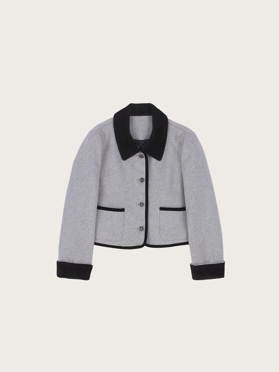 클라레 배색 울 자켓(누빔안감 3온스)*01.06 예약 발송