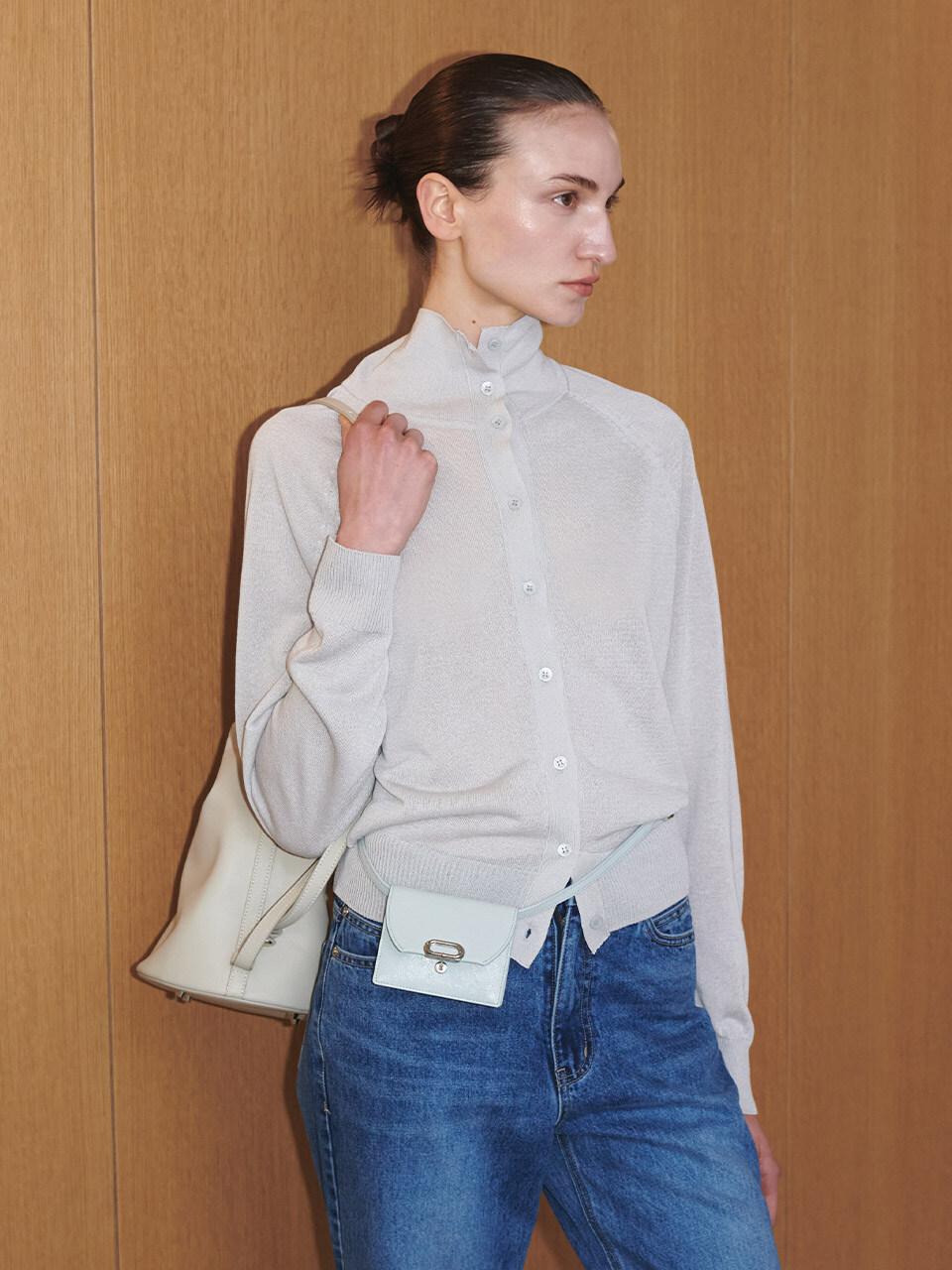 [LIGHT PINK 4/15 예약배송]Linen Sheer High-neck Cardigan SK5SD146_2color