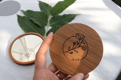원목 원형 나무 손거울 메시지각인(그림각인가능)