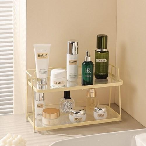 모던 투명 2단 철제선반 화장대