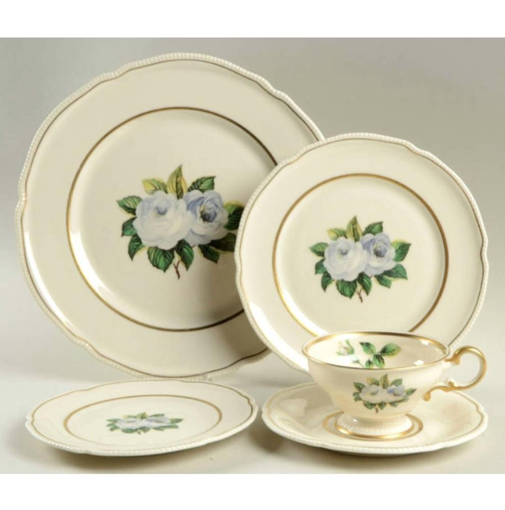 미국 빈티지 캐슬턴 화이트 로즈 컵앤소서 접시 3종 (5P)