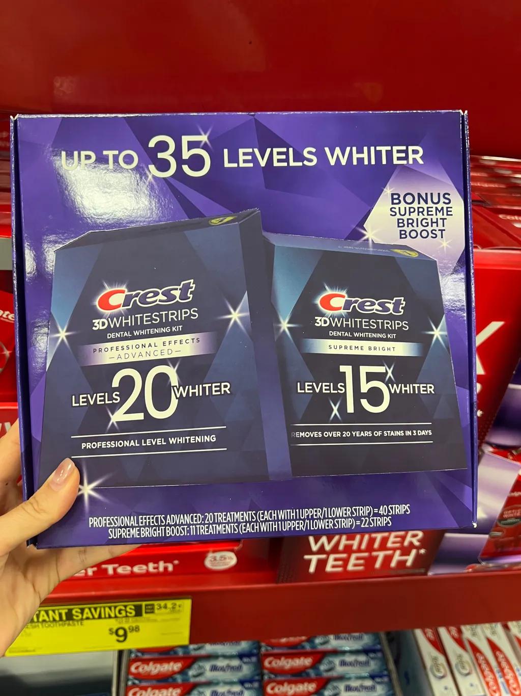 NEW [레벨20+레벨15] 크레스트 3D 프로페셔널 화이트닝 치아 스트립 40개 + 22개