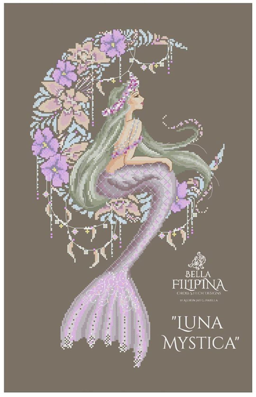 Worldwide Free Shipping Bella Filipina Cross Stitch Luna Mystica  Chart + Beads + Kreiniks+linen