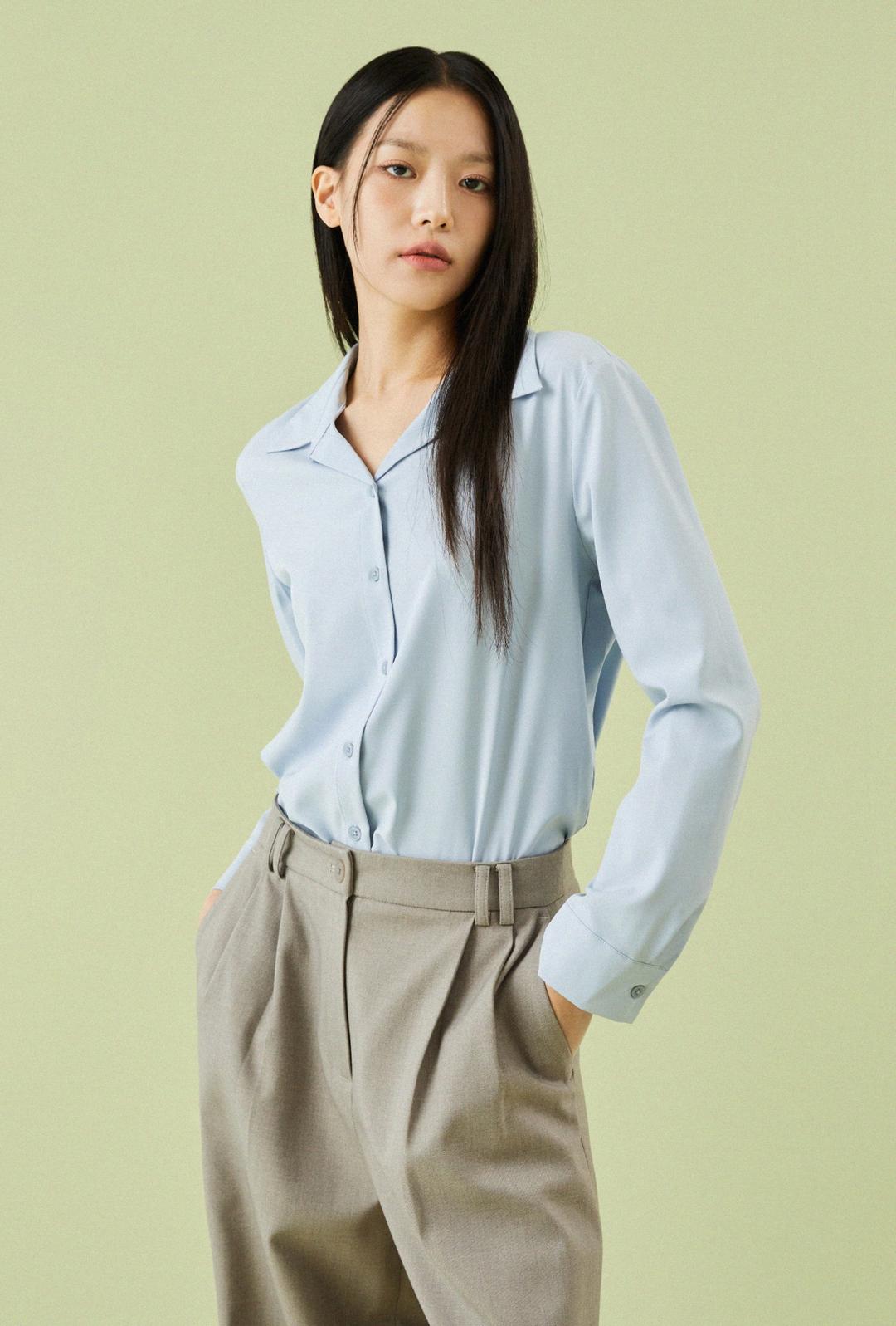 오픈카라 링클프리 블라우스_MIWBLF330A