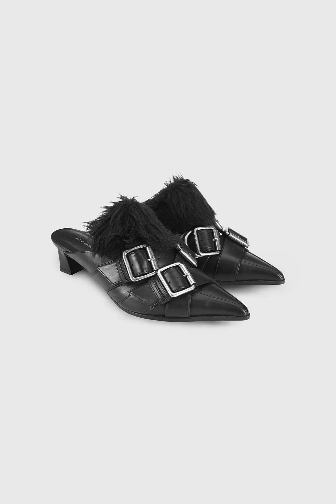 LAYERED STRAP MULE aaa485w(BLACK)