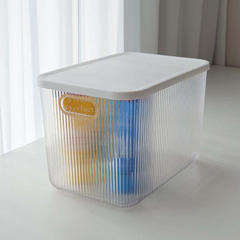 펜트리 수납 정리함 높은형_소 물결패턴 투명 리빙박스