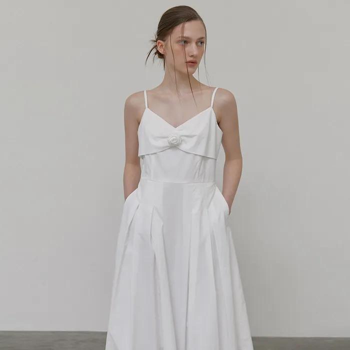 Slip Corsage Dress, White