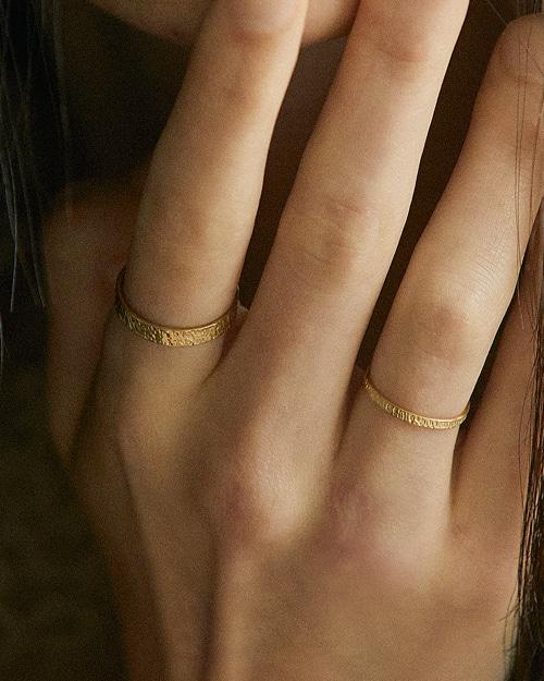 [Free Engraving] 14K vintage texture ring (2size)