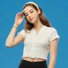 [35차 재입고] WOMEN 크롭 브이넥 슬림 골지 반팔티 가디건 [WHITE] 크롭티 반팔